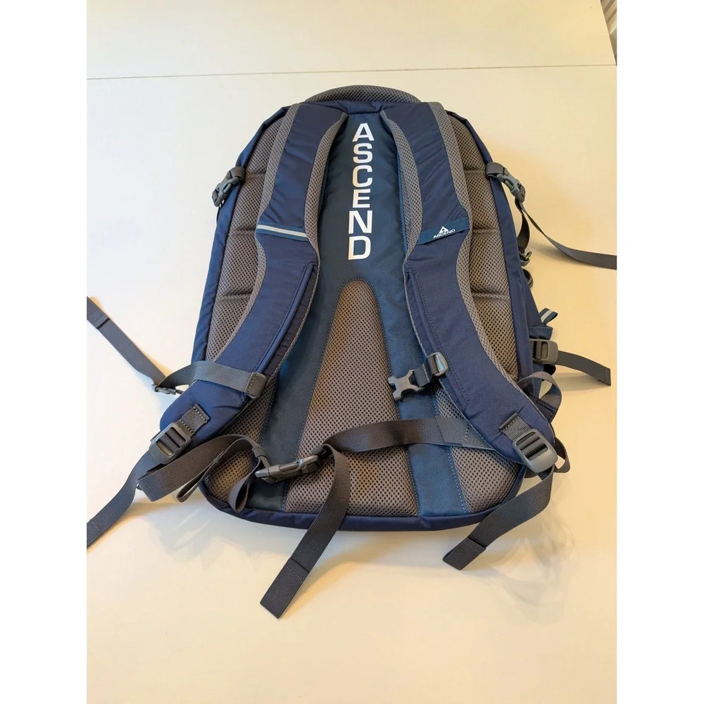 Ascend Backpack Blue Folsom 39L Technical Hiking Travel Laptop Bag Rugged